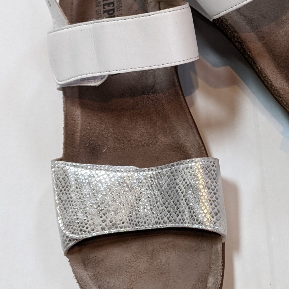 Mephisto, white and silver leather sandals. Sz 12 (Euro 42) - Picture 2 of 9